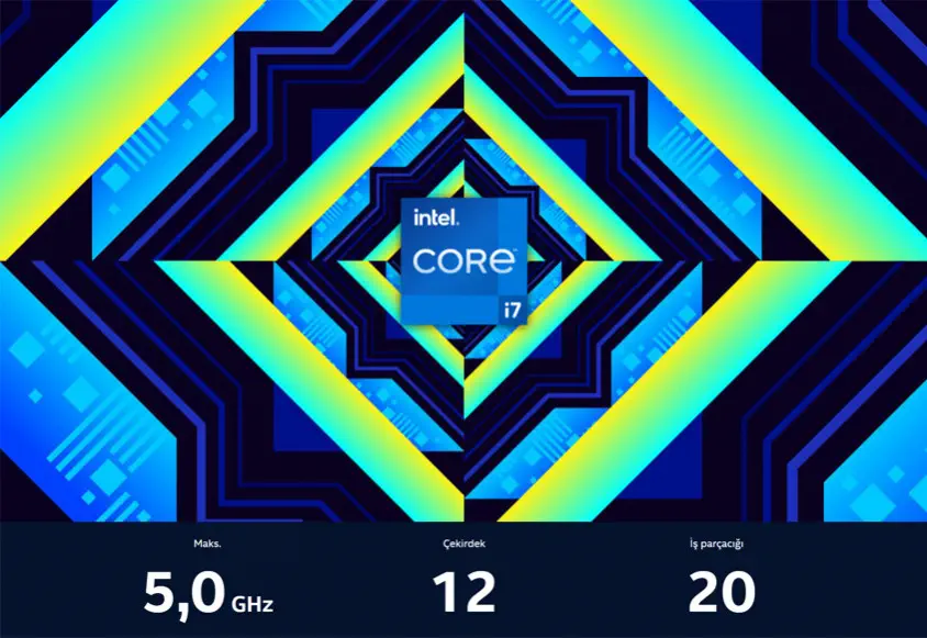 Intel Core i7-12700KF 3.60GHz 12 Çekirdek 25MB L3 Önbellek Soket 1700 Tray İşlemci